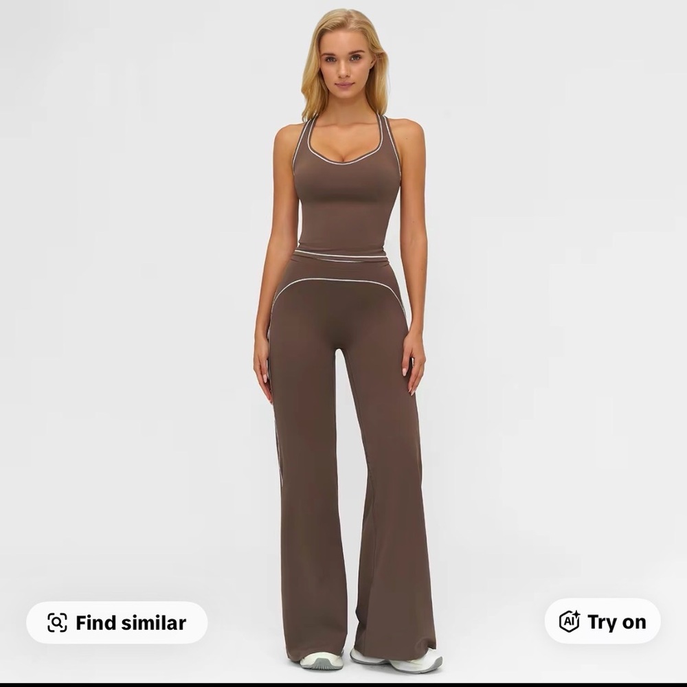 Women’s Brown bell bottoms sport set nwt